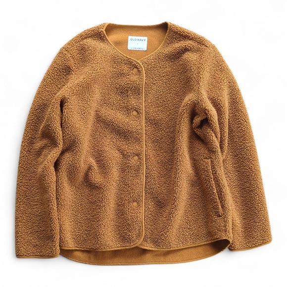 Old Navy‎ Camel Sherpa Snap Jacket Sz M - Picture 3 of 9